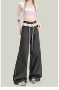 Pantalones casuales de mujer con paneles de encaje vintage