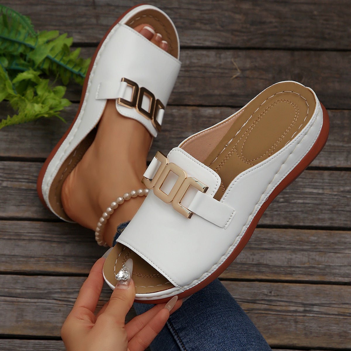 Sandalias Peep-Toe con Cuña y Plataforma de Cadena – 5 Colores Tallas UE 36–45