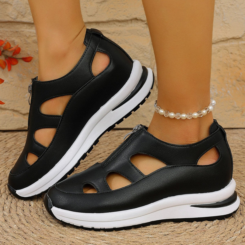 Sandalias de mujer de suela gruesa con punta cerrada – Suela blanda con tira de velcro