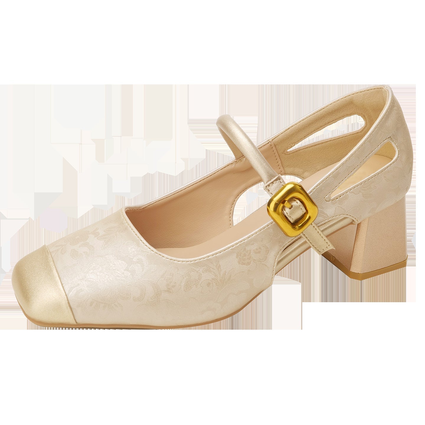 Tacones Chunky Mary Jane de Punta Cuadrada para Mujer – Correa con Hebilla de Suela Suave