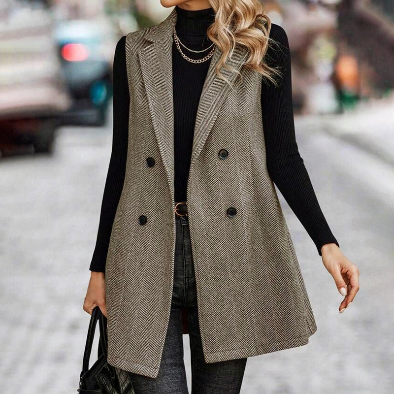 🖤 Chaleco tipo blazer sin mangas para mujer – Informal de negocios a la moda