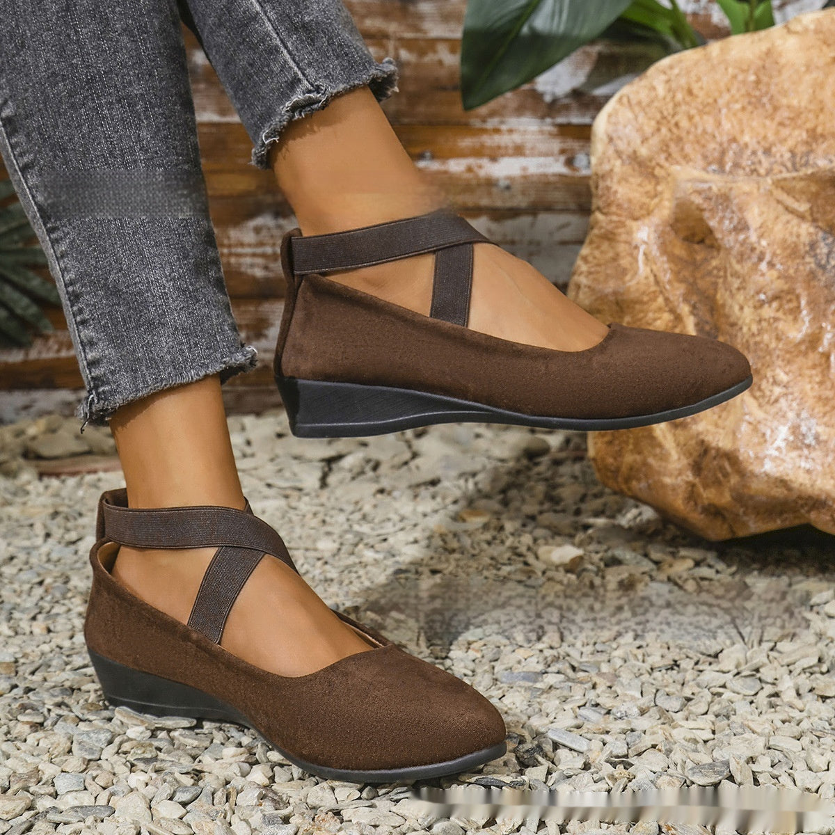 Zapatos de salón de cuña con plataforma y banda elástica – 6 colores EU 35–43