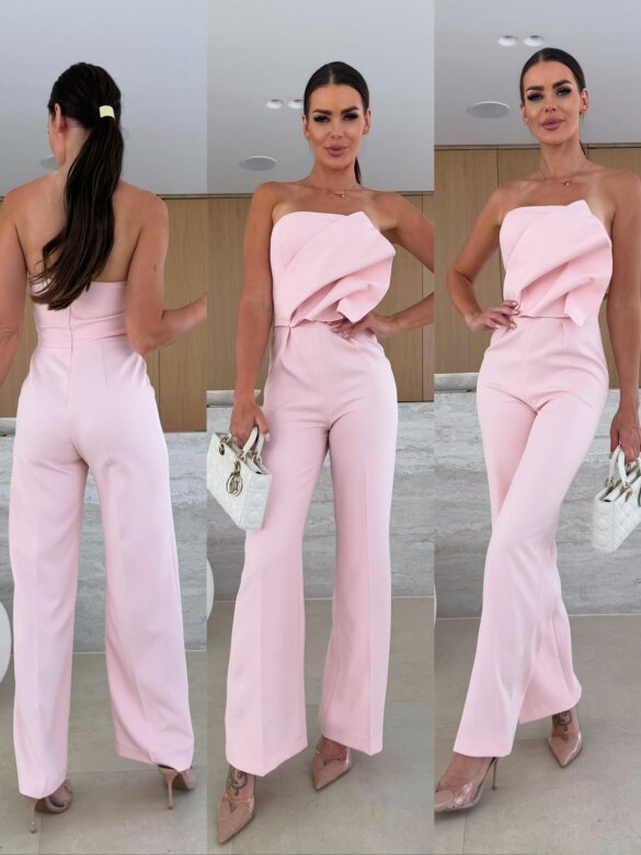 Mono halter sin espalda, con cintura alta y pernera ancha, estilo bodycon, de colores dulces