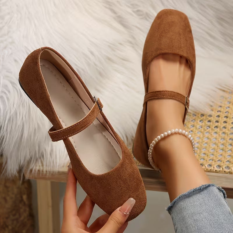 Zapatos de tacón planos estilo Mary Jane vintage para mujer
