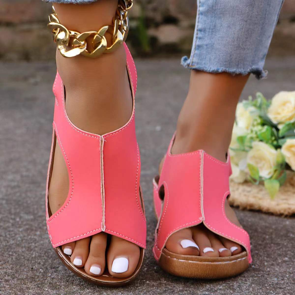 Alpargatas de verano para mujer – Sandalias casuales con boca de pez y banda elástica