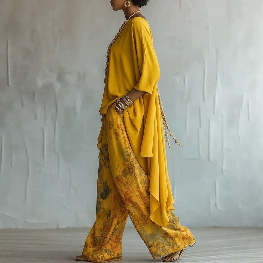 Conjunto de top sin mangas de color liso y pantalones de pierna ancha de dos piezas