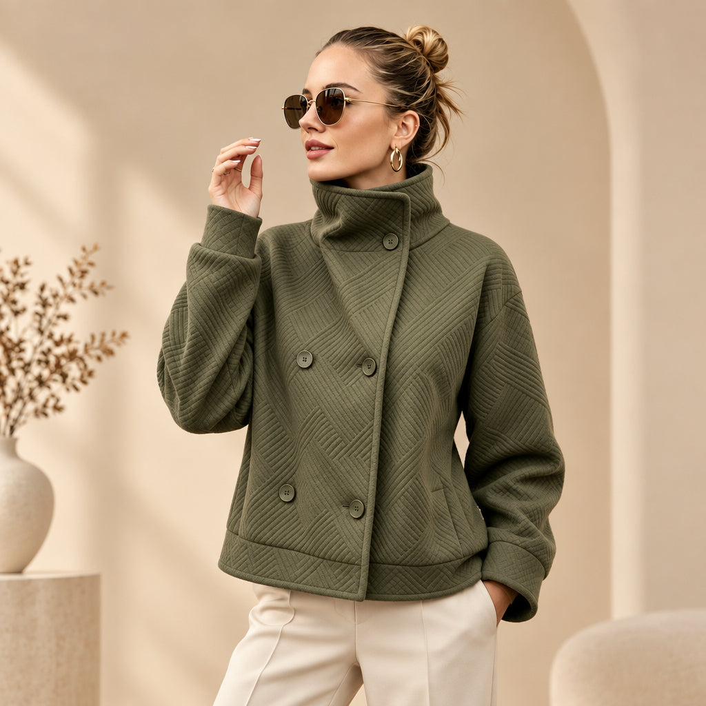 Women's Double-Breasted Turtleneck Lapel Coat