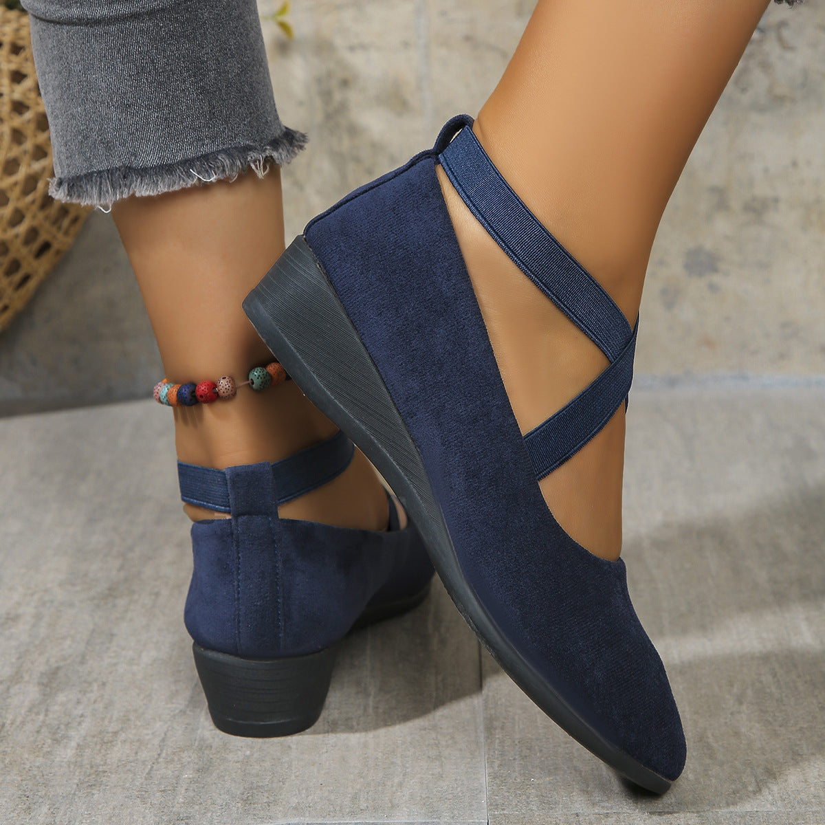 Zapatos de salón de cuña con plataforma y banda elástica – 6 colores EU 35–43