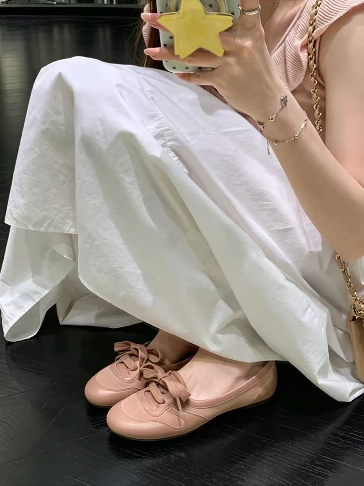 Mocasines planos de ballet con cordones vintage para mujer – Zapatillas casuales cómodas