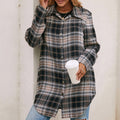 Women's Loose Casual Lapel Plaid Shirt Jacket