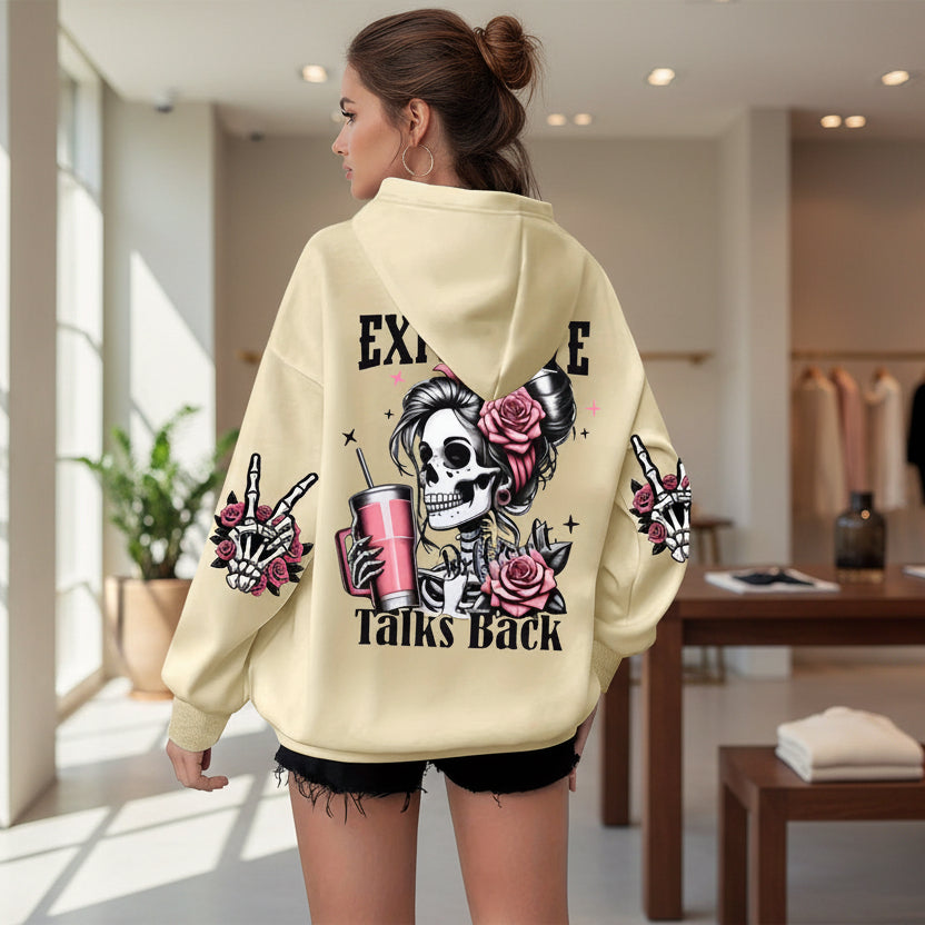 Women's Skull & Letter Print Long-Sleeve Sweatshirt