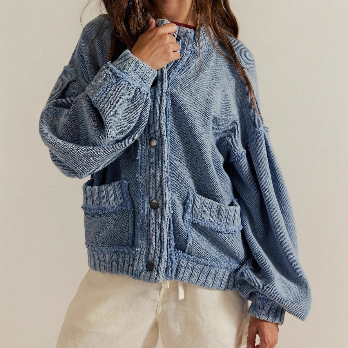 Women's Loose-Fit Long-Sleeve Knit Cardigan Coat