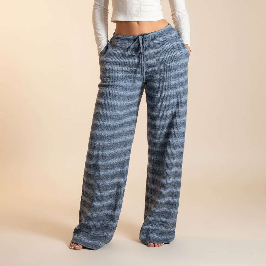Women's Retro Striped Straight-Leg Drapey Casual Pants