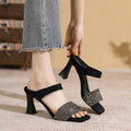 Pantuflas sin cordones de tacón grueso para mujer - Mules de plataforma transpirables