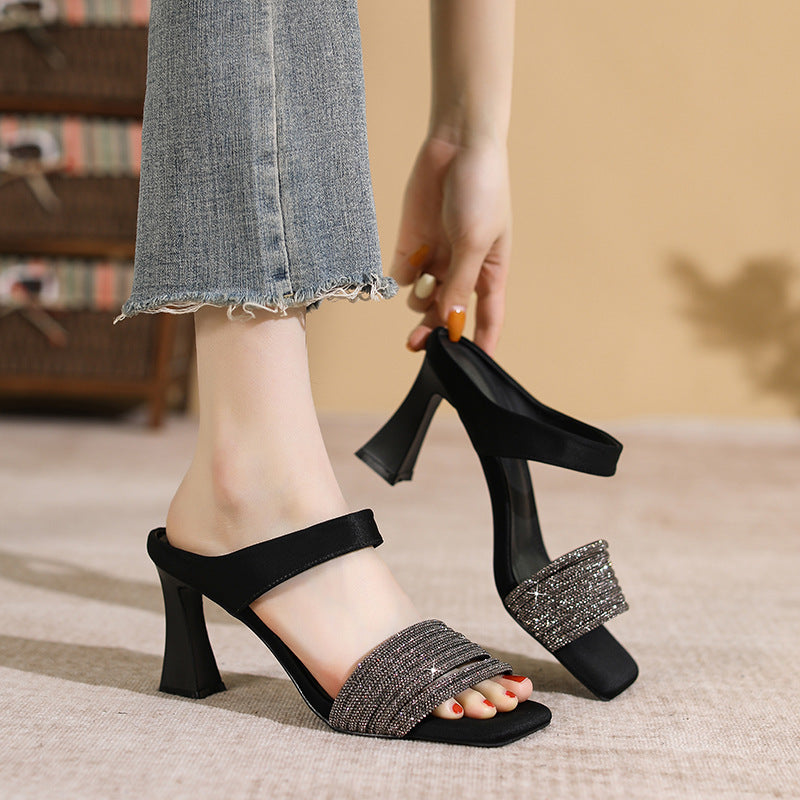 Pantuflas sin cordones de tacón grueso para mujer - Mules de plataforma transpirables
