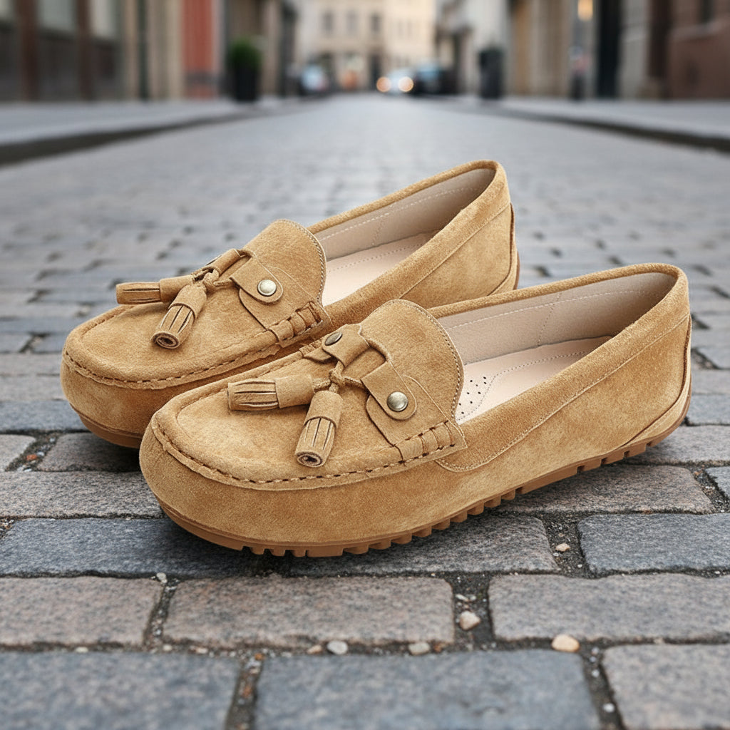 Mocasines planos sin cordones, antideslizantes y de suela blanda — Zapatos de mujer cómodos y fáciles de llevar