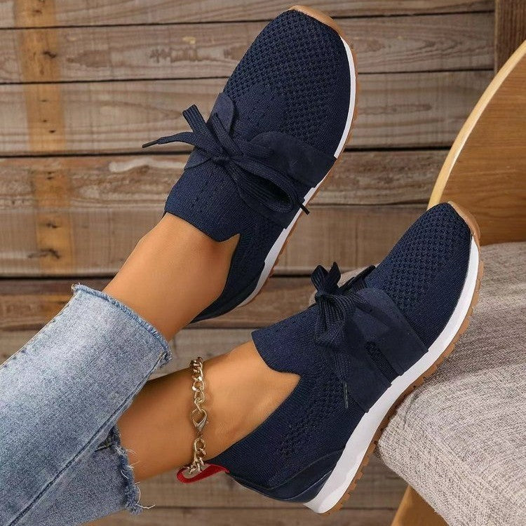 Zapatillas planas de malla con cordones para mujer