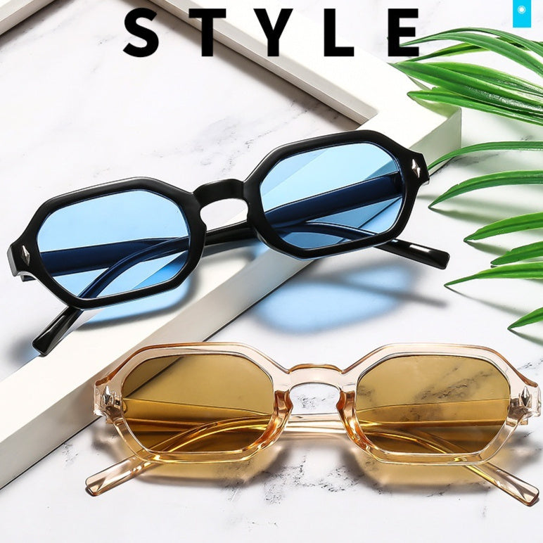Gafas de sol poligonales de montura pequeña – Protección UV hexagonal unisex