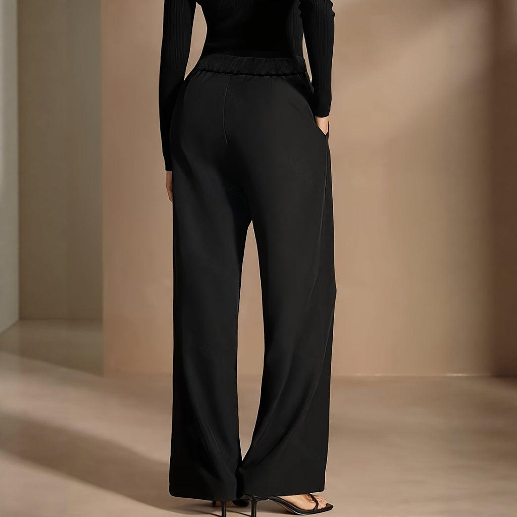 Women's Patchwork Wide-Leg Straight Suit Pants