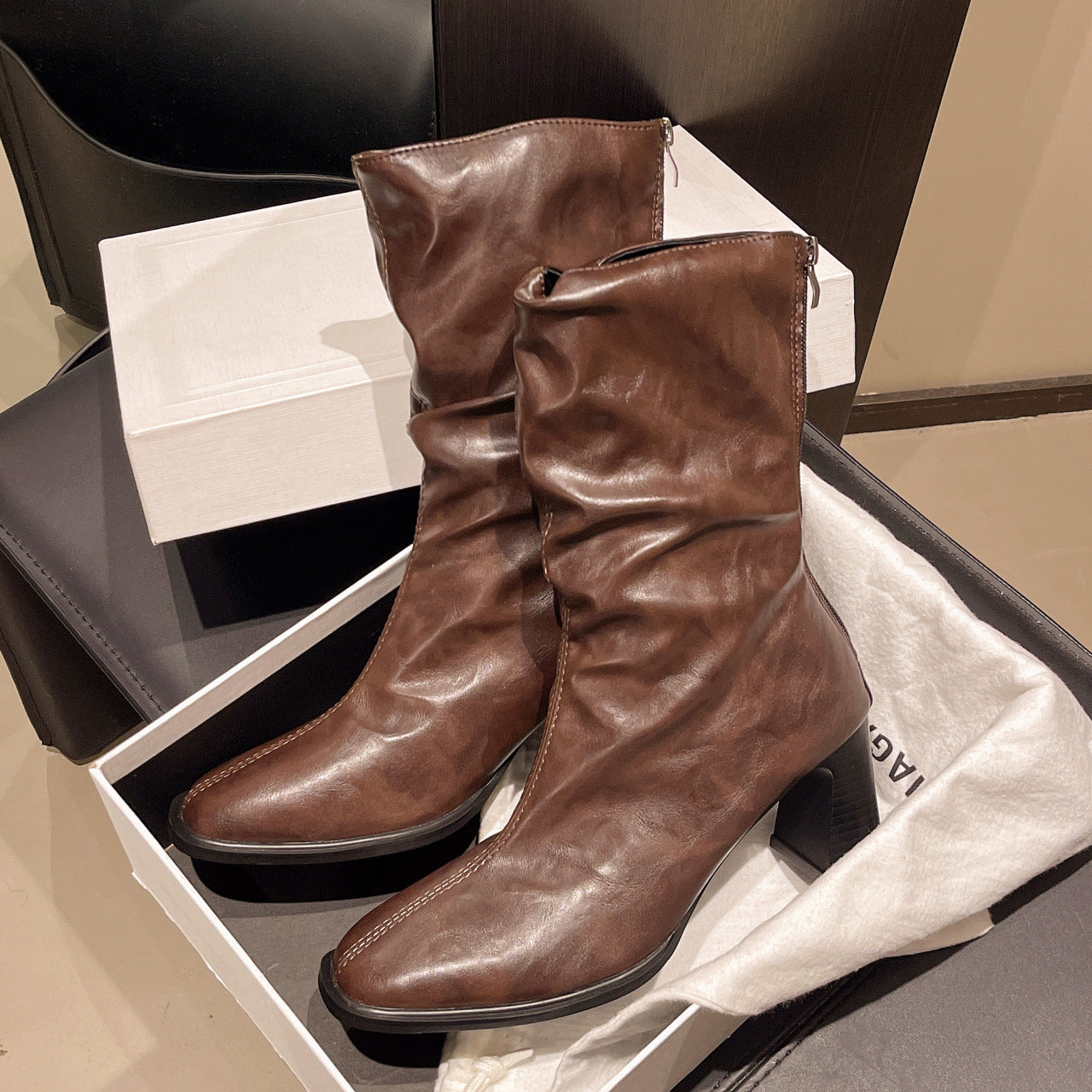 Botines de tacón alto de mujer de talla grande con ancho especial – Otoño/Invierno