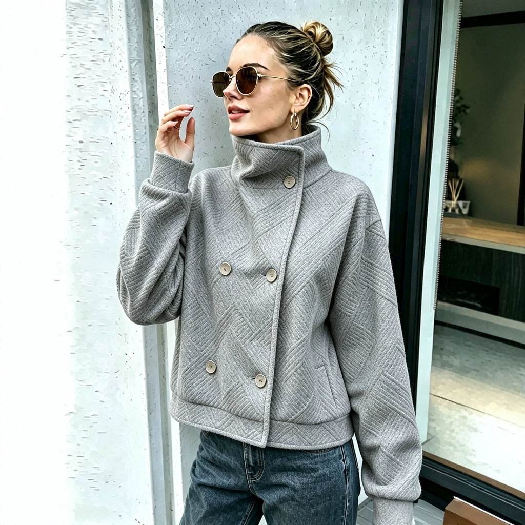 Women's Double-Breasted Turtleneck Lapel Coat