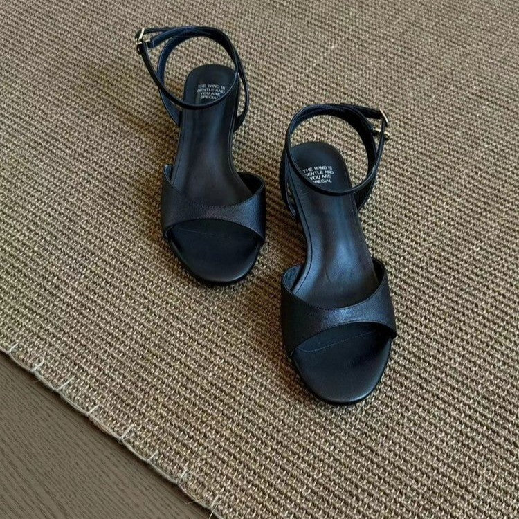 Women's Minimalist Open-Toe Kitten Heel Slingback Sandals