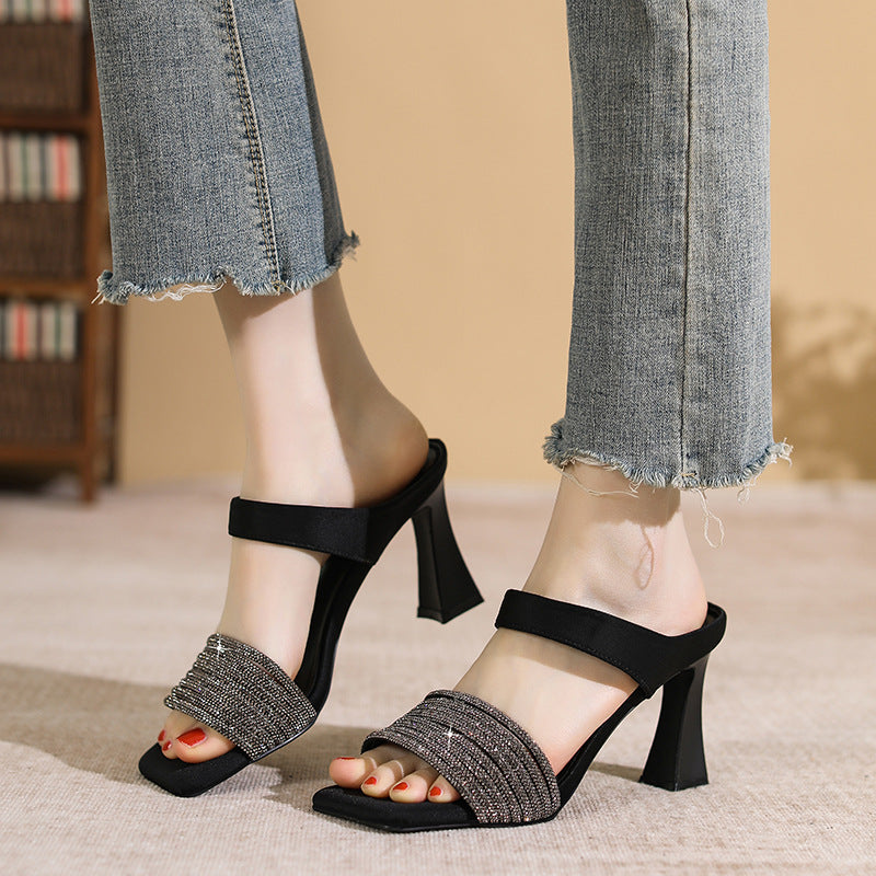 Pantuflas sin cordones de tacón grueso para mujer - Mules de plataforma transpirables