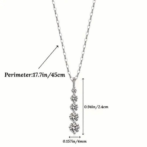 925 Sterling Silver Synthetic Cubic Zirconia Droplet Pendant Necklace