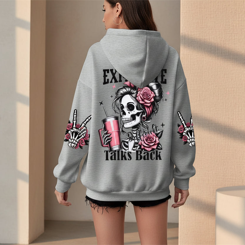 Women's Skull & Letter Print Long-Sleeve Sweatshirt