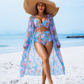 High-End Print Bikini Three-Piece Set – Padded Swimwear for Women