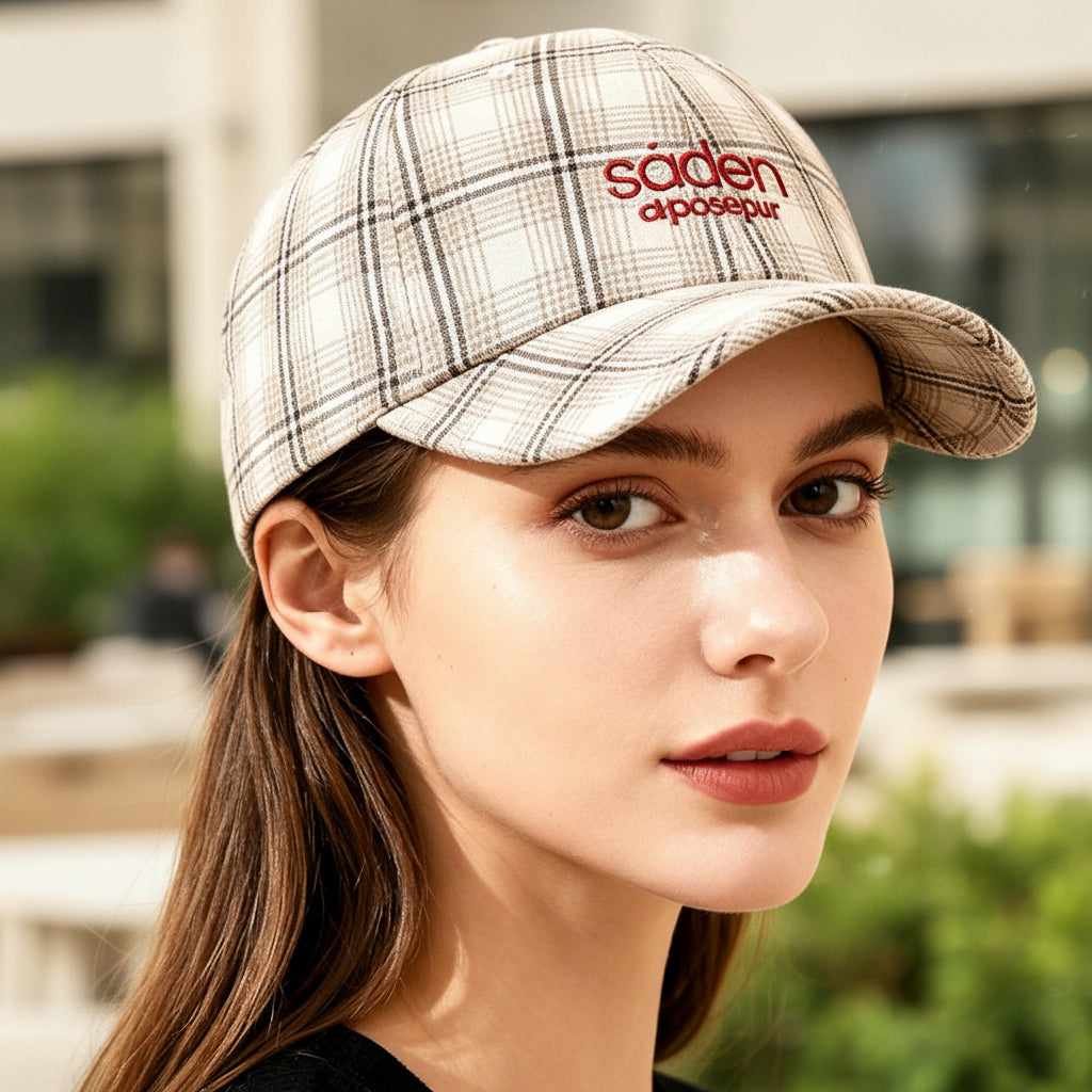 Gorra de béisbol bordada a rayas y a cuadros para mujer – 4 colores