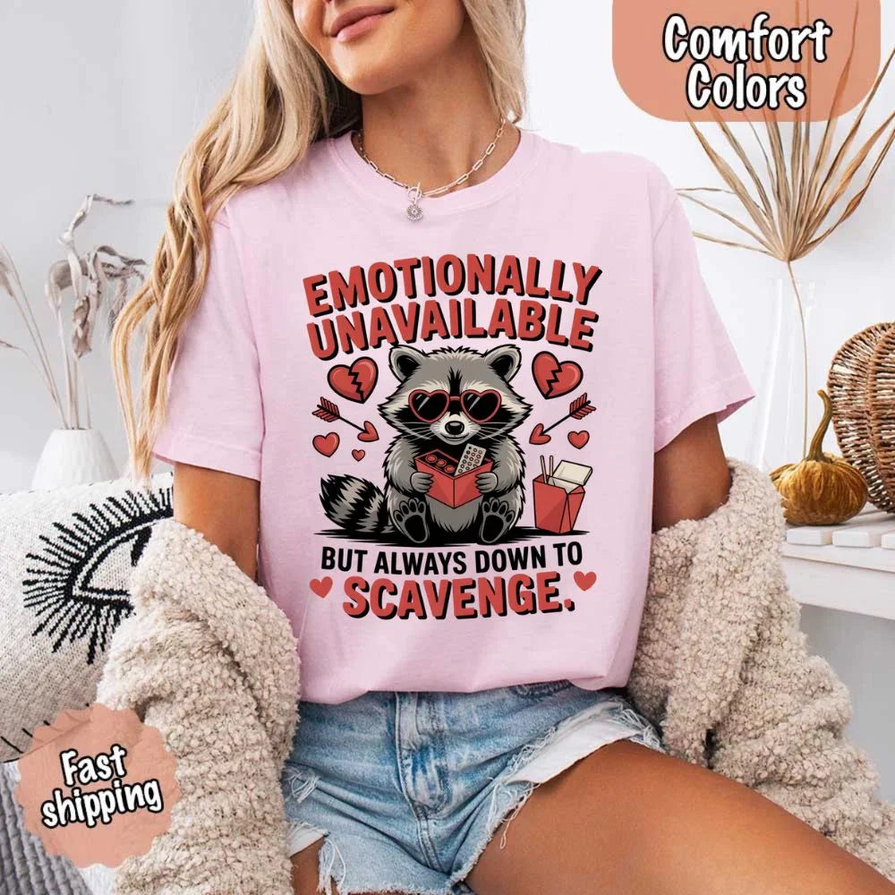 Comfort Colors Emotionally Unavailable Raccoon T-Shirts