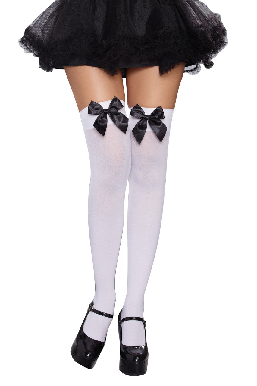 Bow Top Opaque Stockings