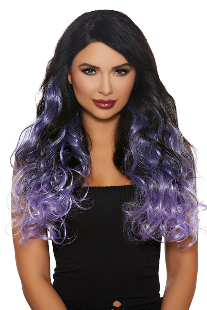 Long Curly Purple Ombre Hair Extensions