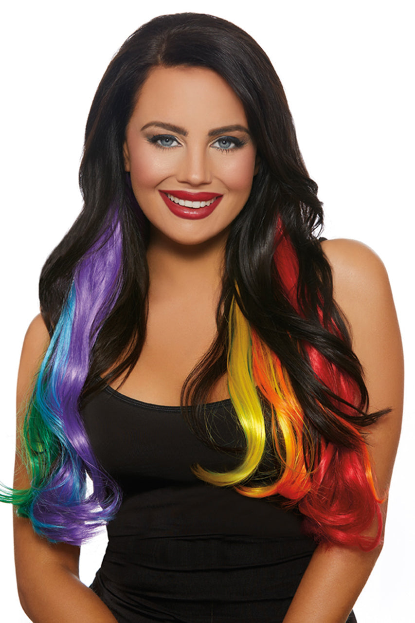 Long Wavy Rainbow Hair Extensions