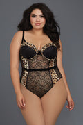 Plus Size Cheetah Print Mesh Teddy