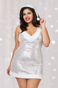Plus Size Silver Sequin Christmas Elf Chemise