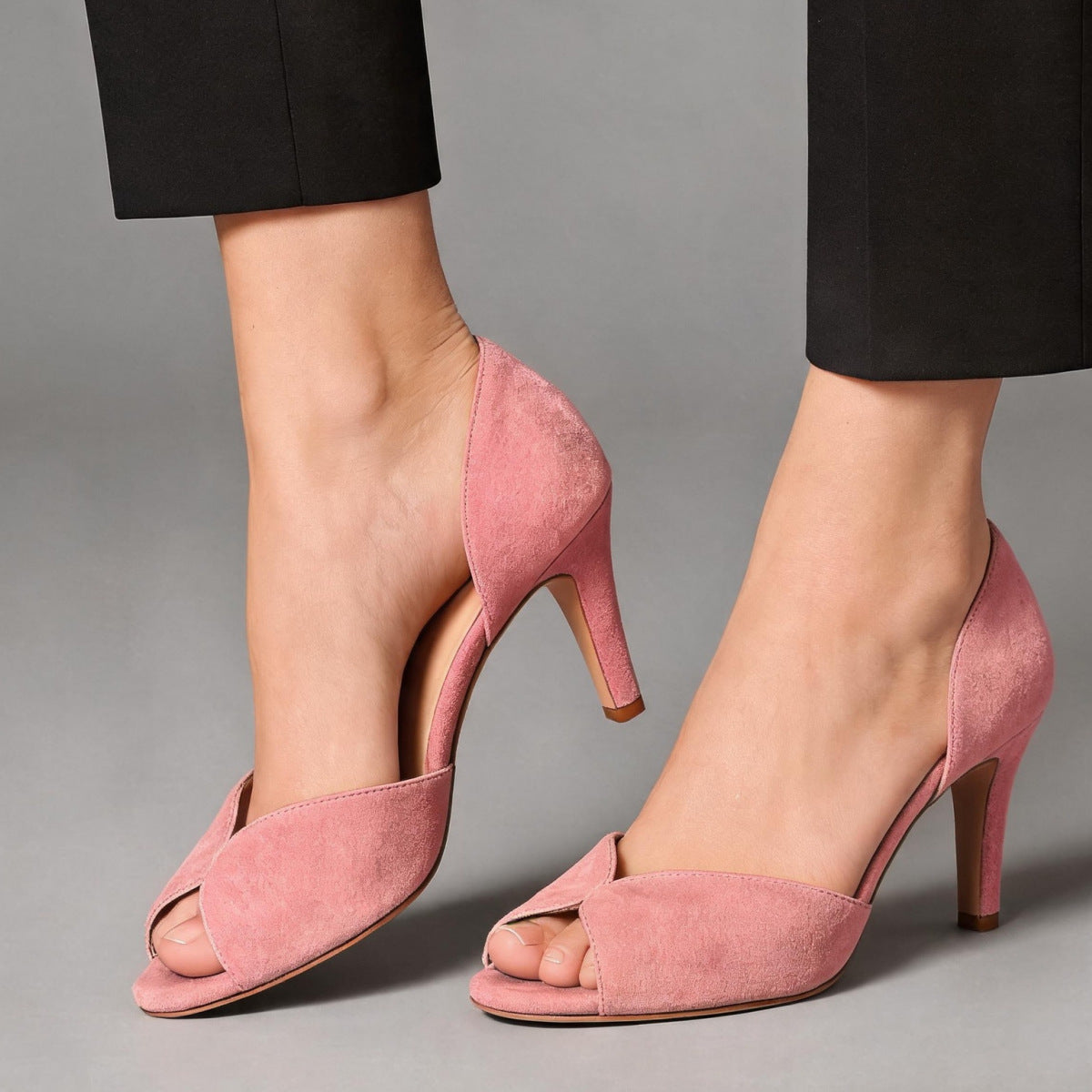 Sandalias de tacón alto con punta abierta para mujer, con boca de pez dorada y tacón fino