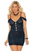 Plus Size Off the Shoulder Midnight Lace Chemise