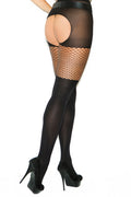Plus Size Opaque and Net Crotchless Pantyhose