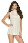 Mesh Mock Neck Chemise