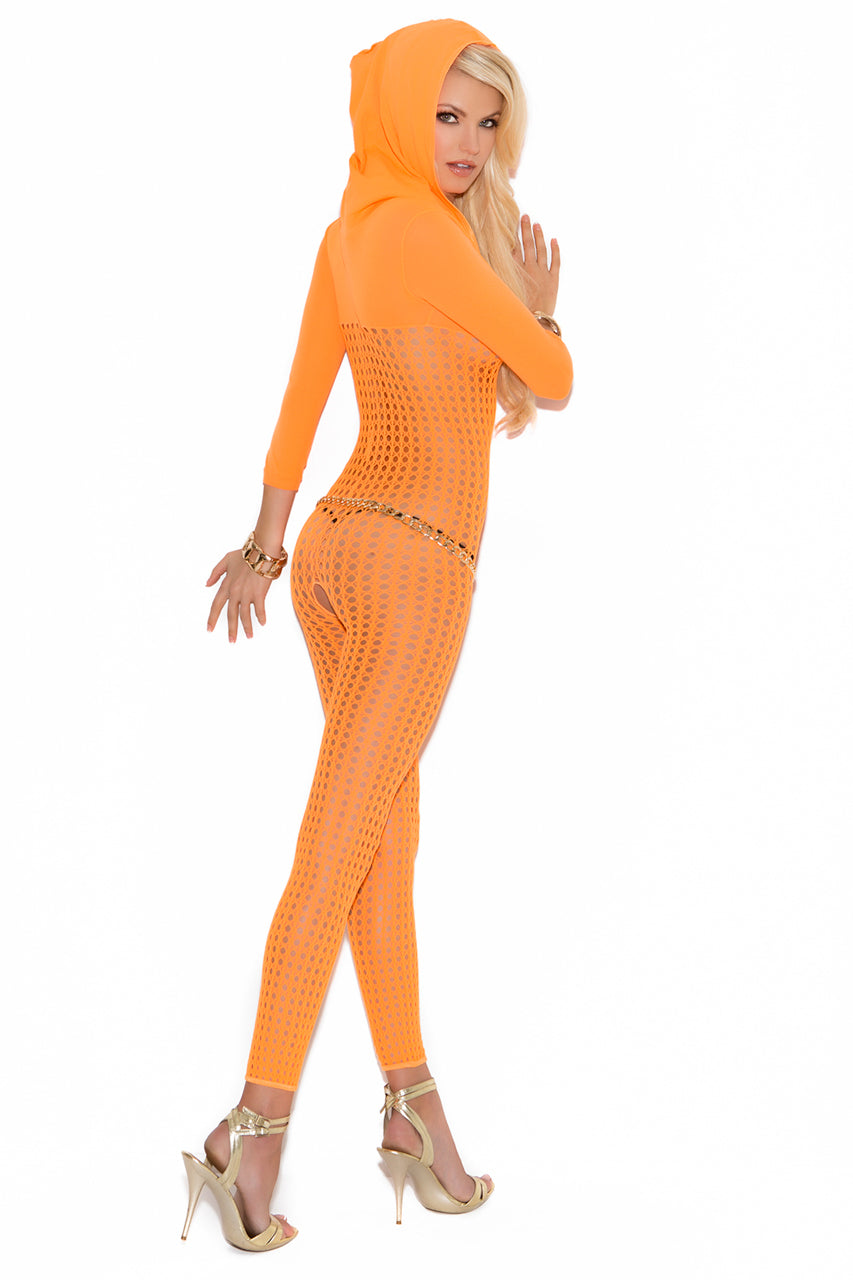 Neon Orange Hooded Bodystocking