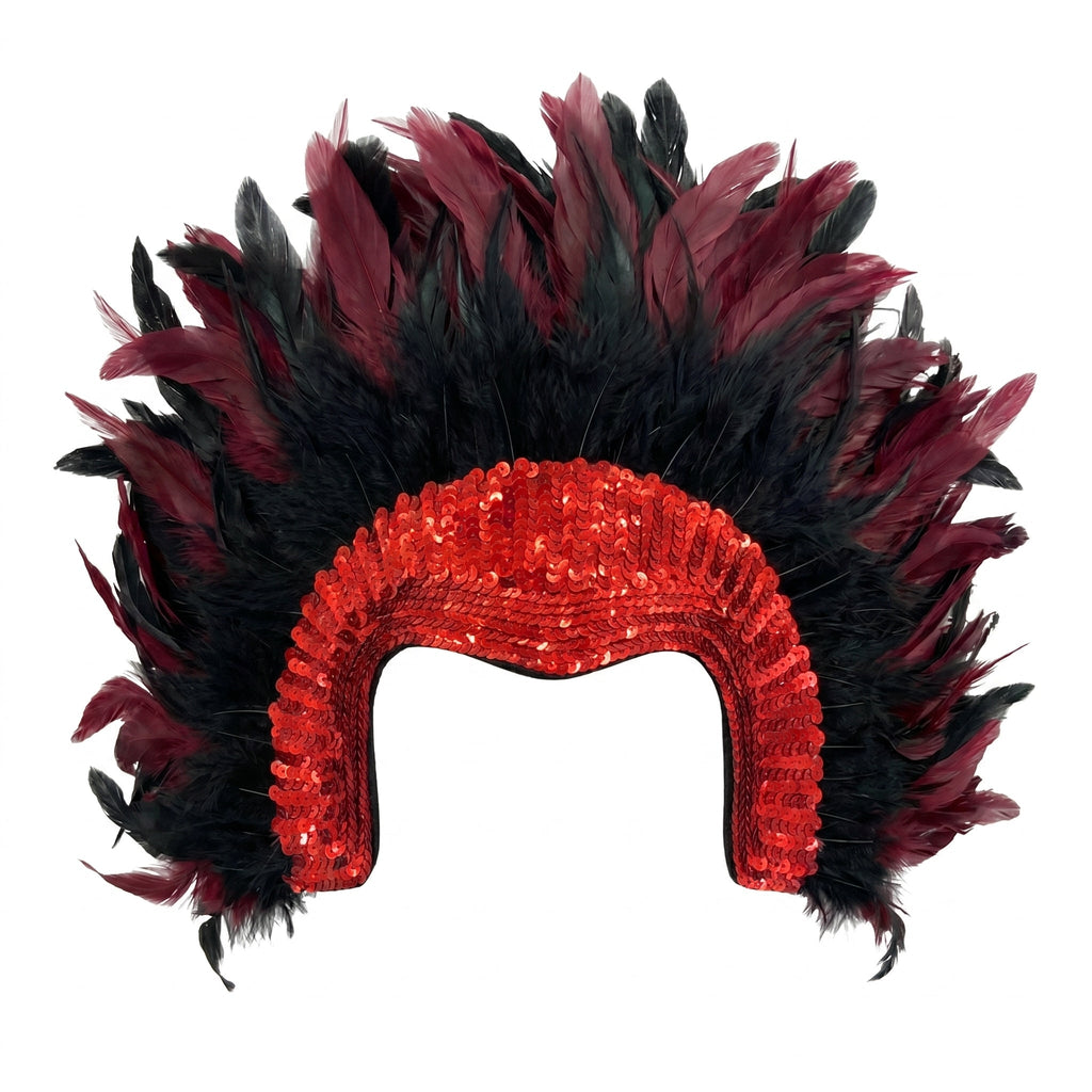 Red Feather & Sequin Headpiece