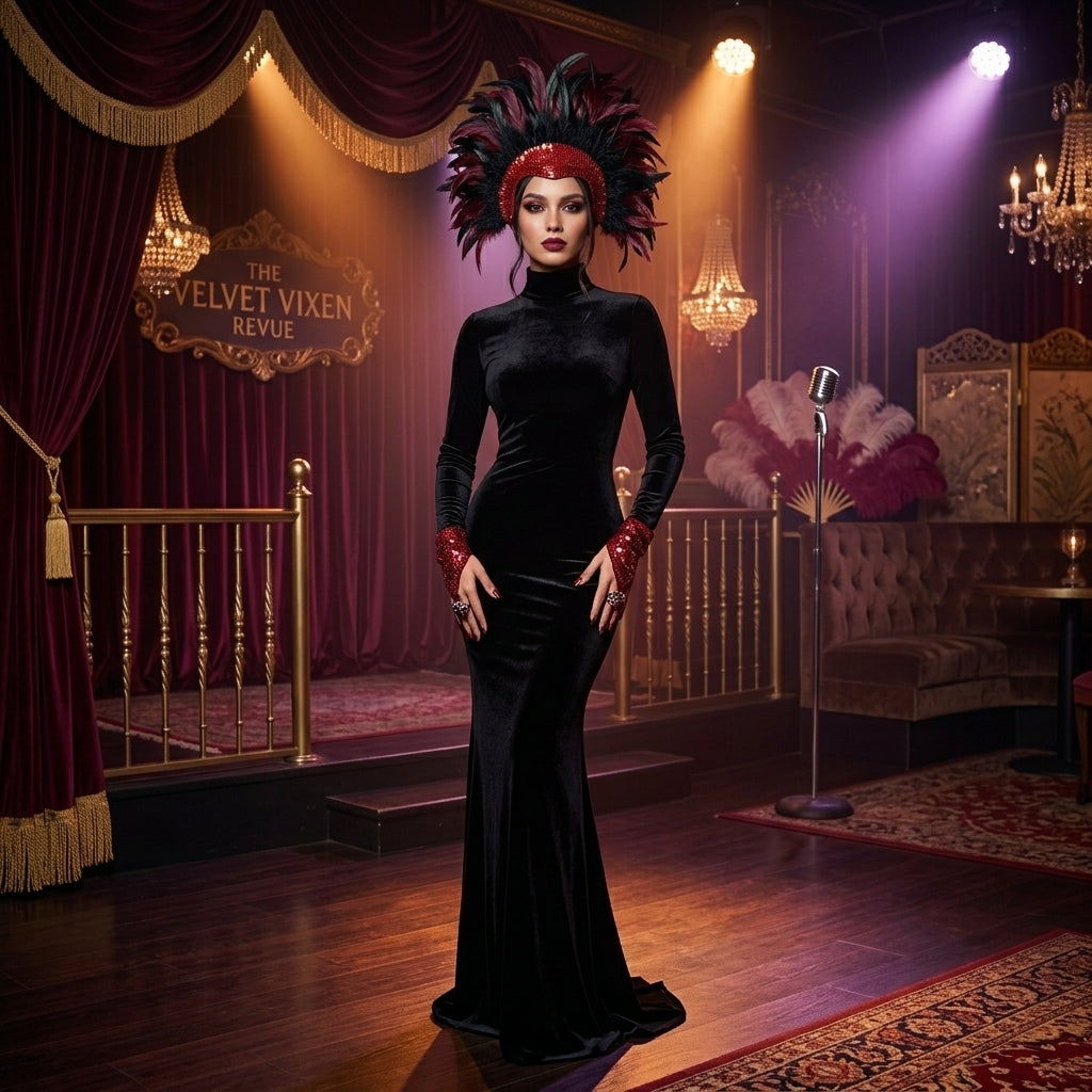 Red Feather & Sequin Headpiece