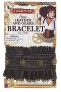 Faux Leather and Gears Brackelet Costume Accessory