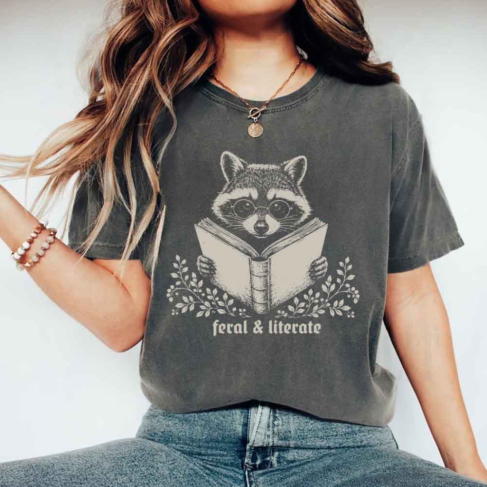 Feral & Literate Raccoon Comfort Colors - Book Lover Tee