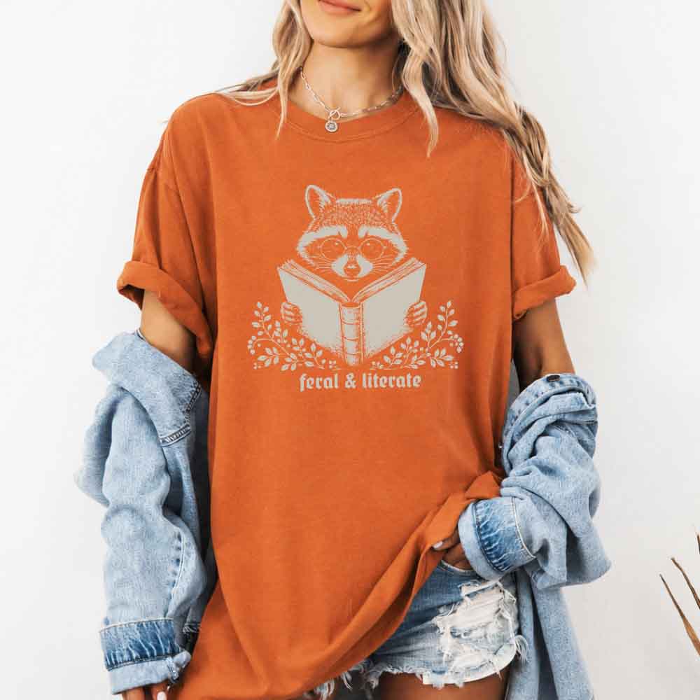 Feral & Literate Raccoon Comfort Colors - Book Lover Tee