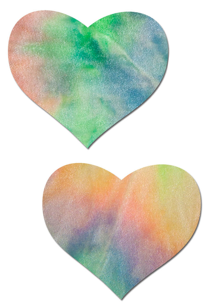 Pastel Tie-Dye Rainbow Heart Pasties