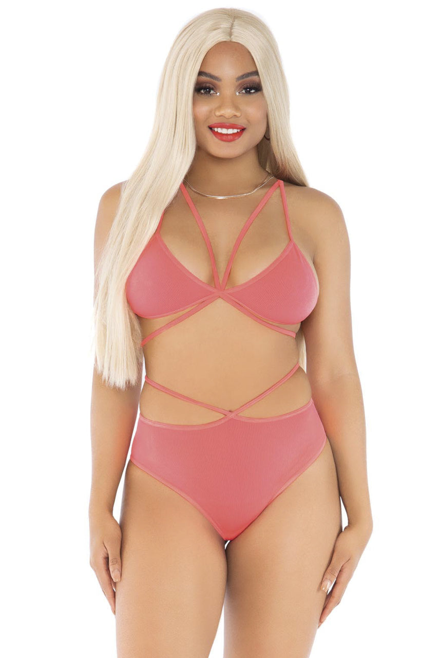 Neon Cage Strap Bra and Panty Set
