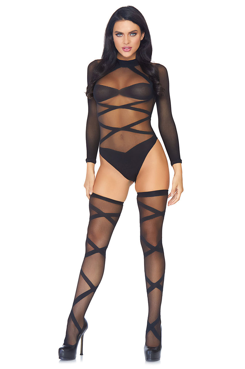 Wrap Around Bodysuit And Thigh Highs